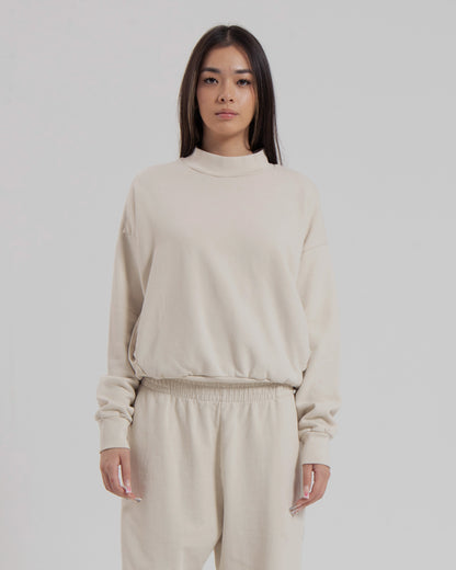 WOMENS MOCK NECK SWEATER - NATURAL