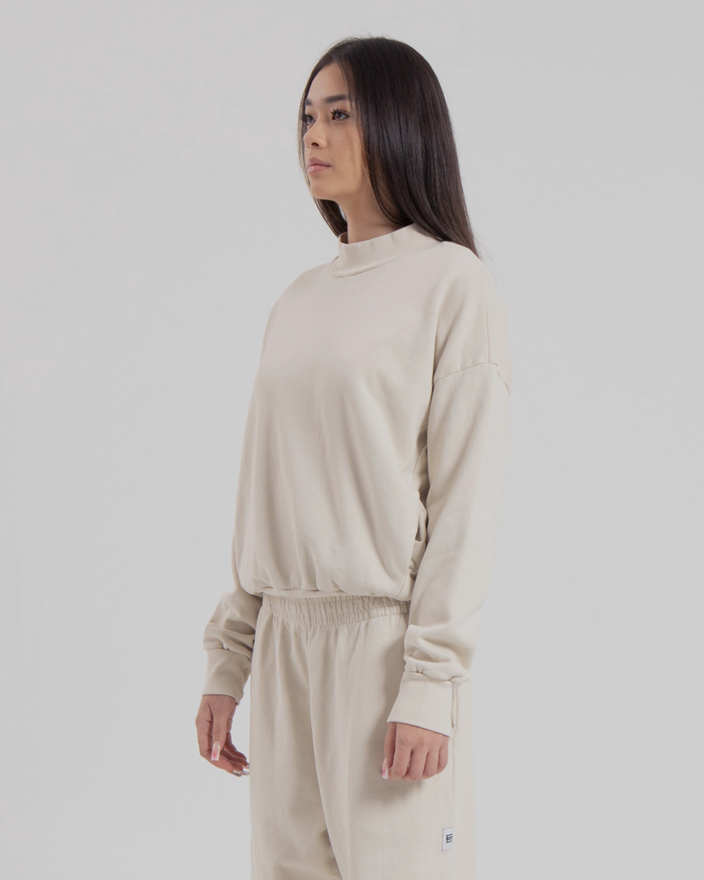 WOMENS MOCK NECK SWEATER - NATURAL