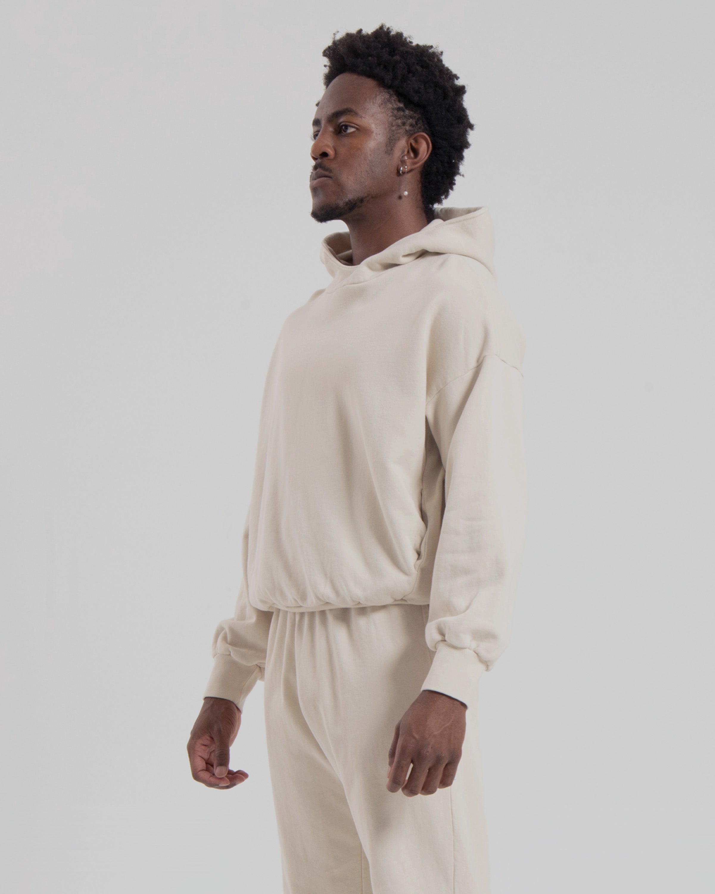 MENS MOCK NECK HOOD - NATURAL