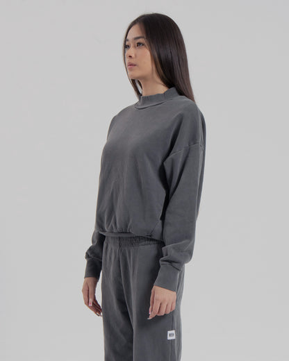 WOMENS MOCK NECK SWEATER - STEEL GREY