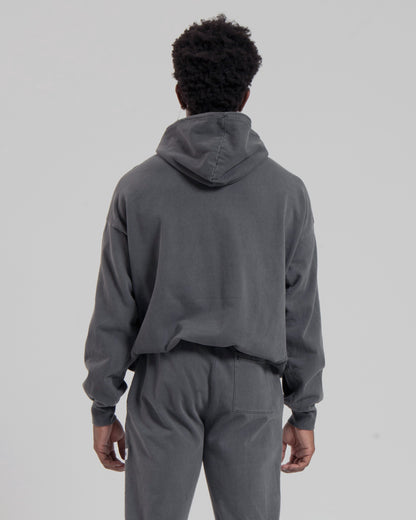 MENS MOCK NECK HOOD - STEEL GREY