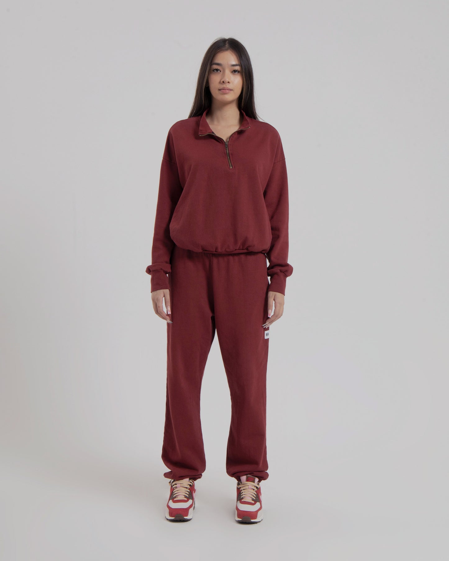 WOMENS MOCK NECK 1/4 ZIP - MARSALA