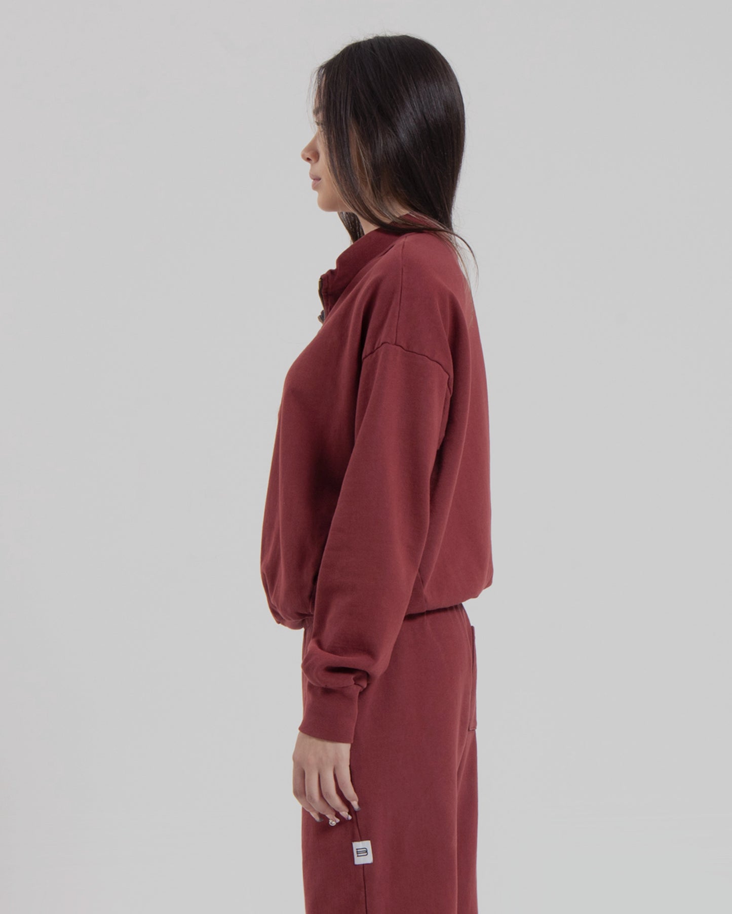 WOMENS MOCK NECK 1/4 ZIP - MARSALA