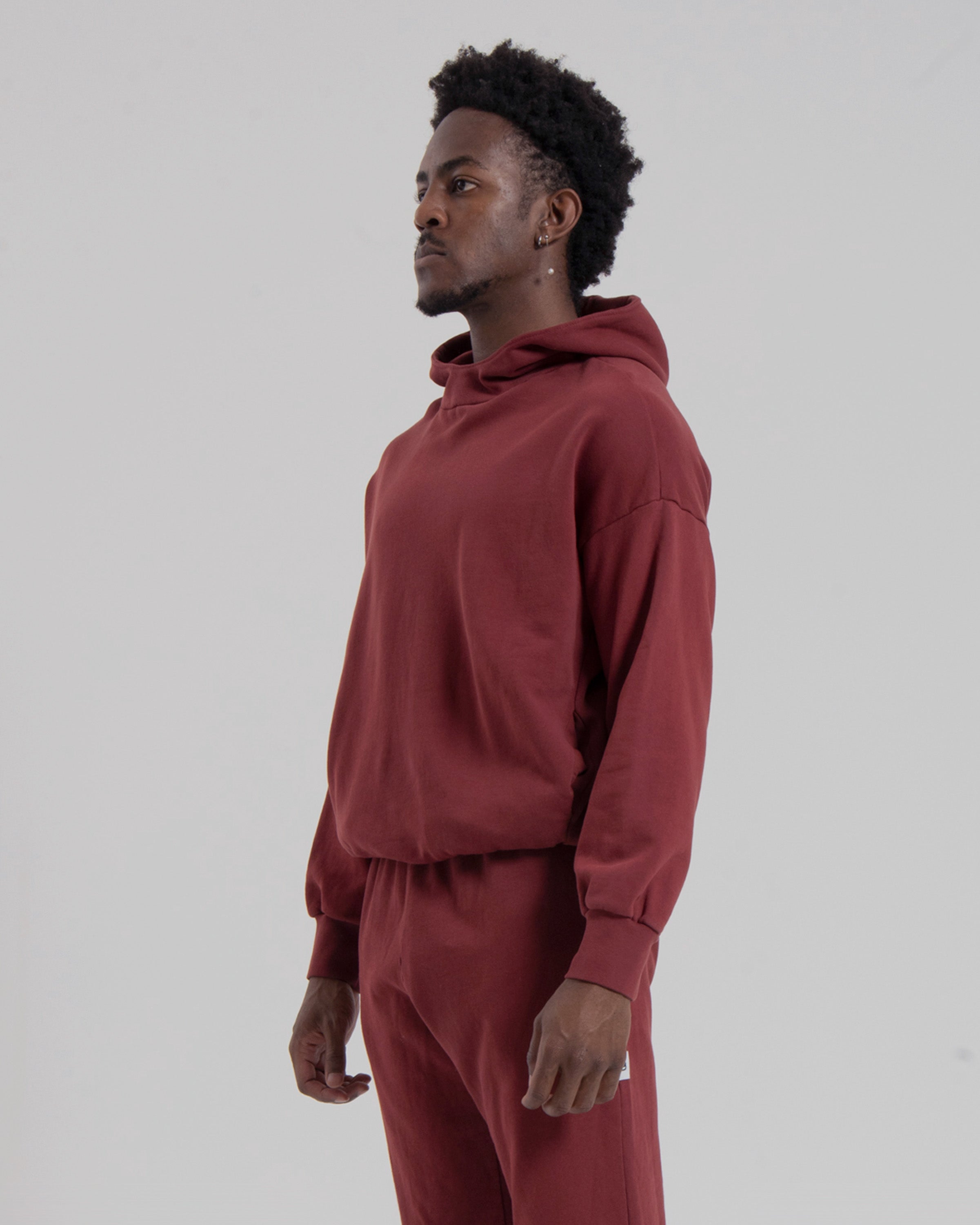 MENS MOCK NECK HOOD - MARSALA