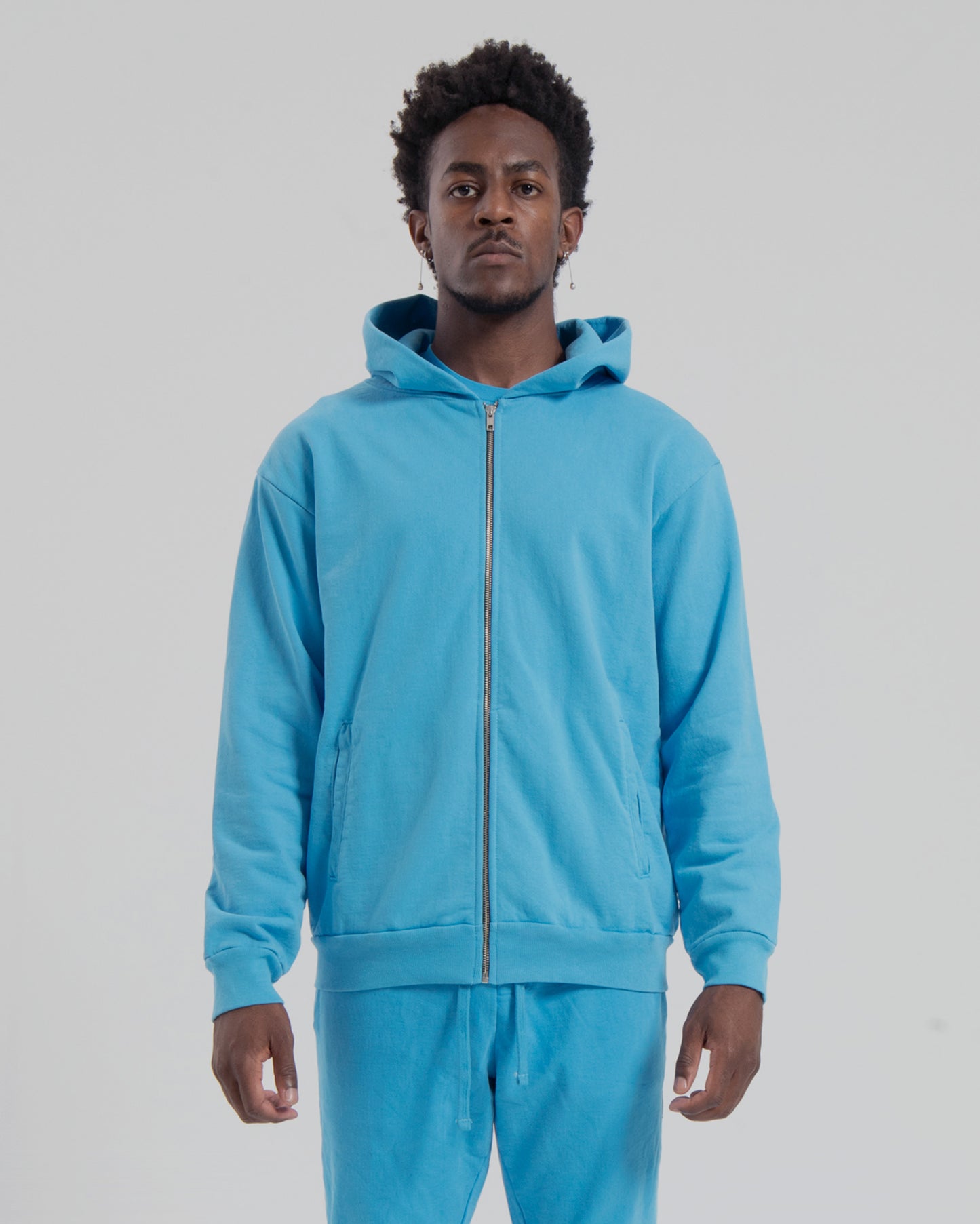 ZIP HOODIE - MEDIUM BLUE