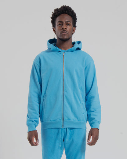 ZIP HOODIE - MEDIUM BLUE