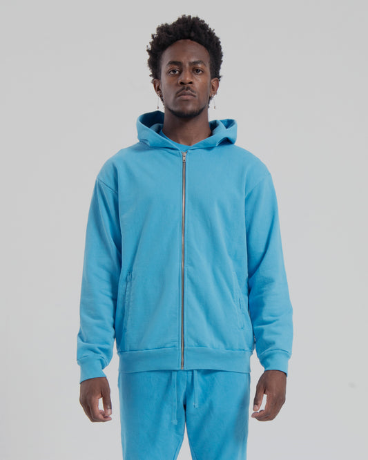 ZIP HOODIE - MEDIUM BLUE