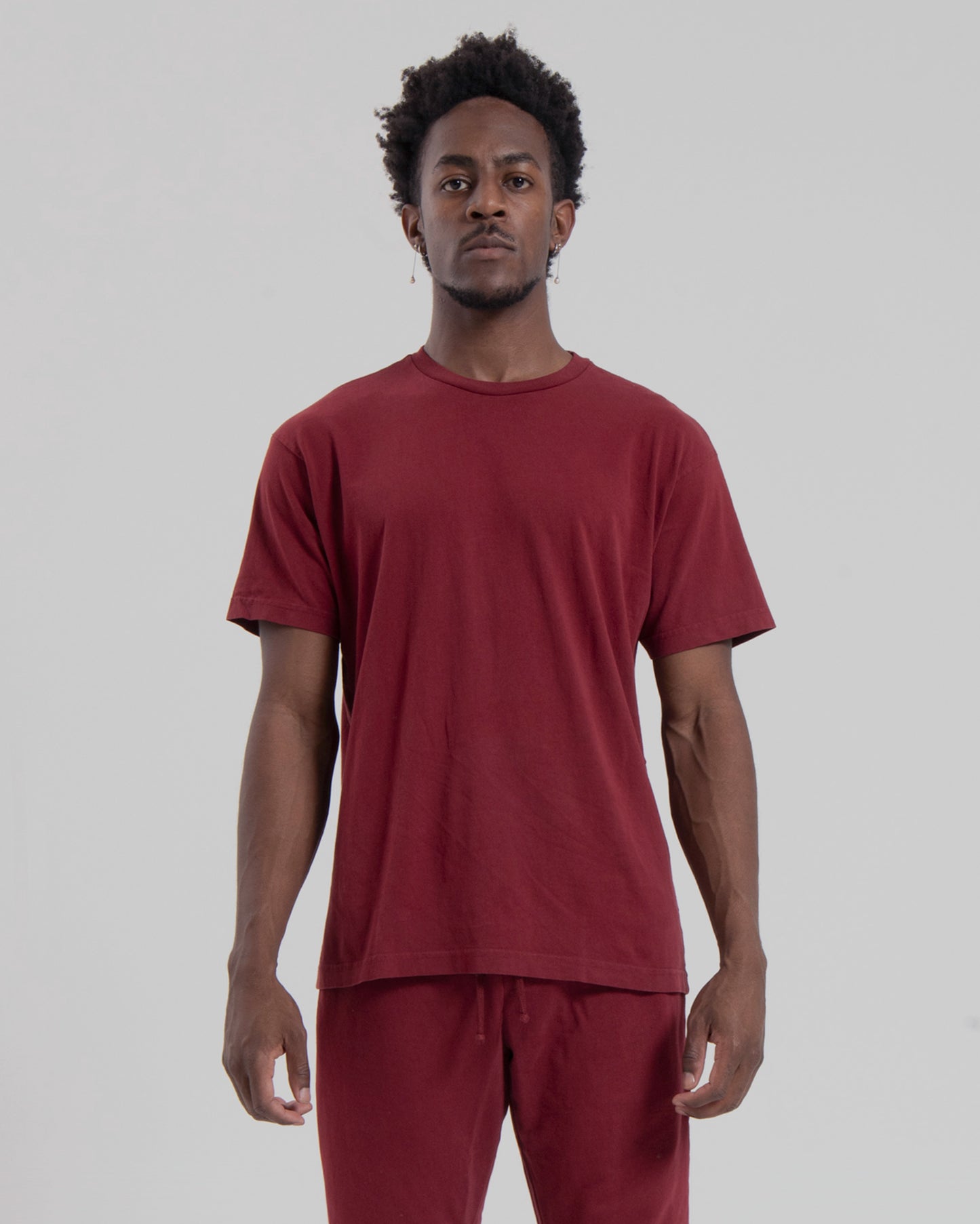 DROP SHOULDER S/S TEE - BURGUNDY