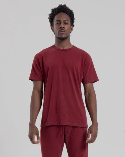 DROP SHOULDER S/S TEE - BURGUNDY