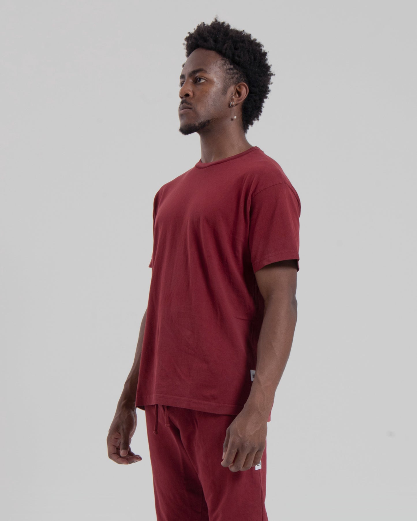 DROP SHOULDER S/S TEE - BURGUNDY