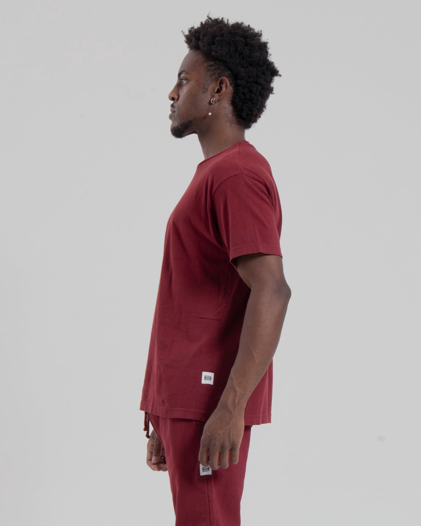DROP SHOULDER S/S TEE - BURGUNDY